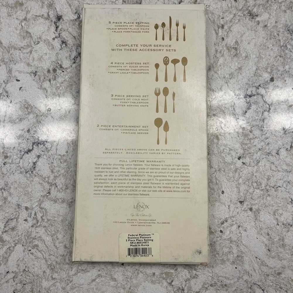 Lenox 5 Piece Place Setting‎ -Federal Platinum
